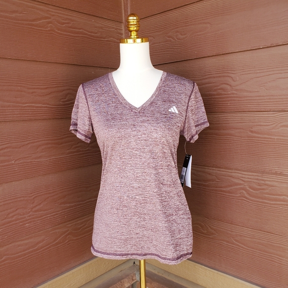 adidas Tops - NWT Adidas Women's V-Neck Tech Heather Tee T-Shirt Shadow Fig Size Small